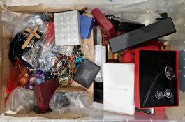 Collection of costume jewellery, some boxed including brooches, necklaces, beads, bangles and