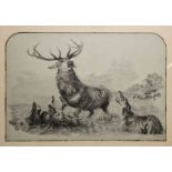 A. Walker (19th century) after Edwin Landseer Pencil on paper Copy of 'The Wounded Stag' by