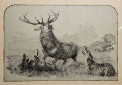 A. Walker (19th century) after Edwin Landseer Pencil on paper Copy of 'The Wounded Stag' by