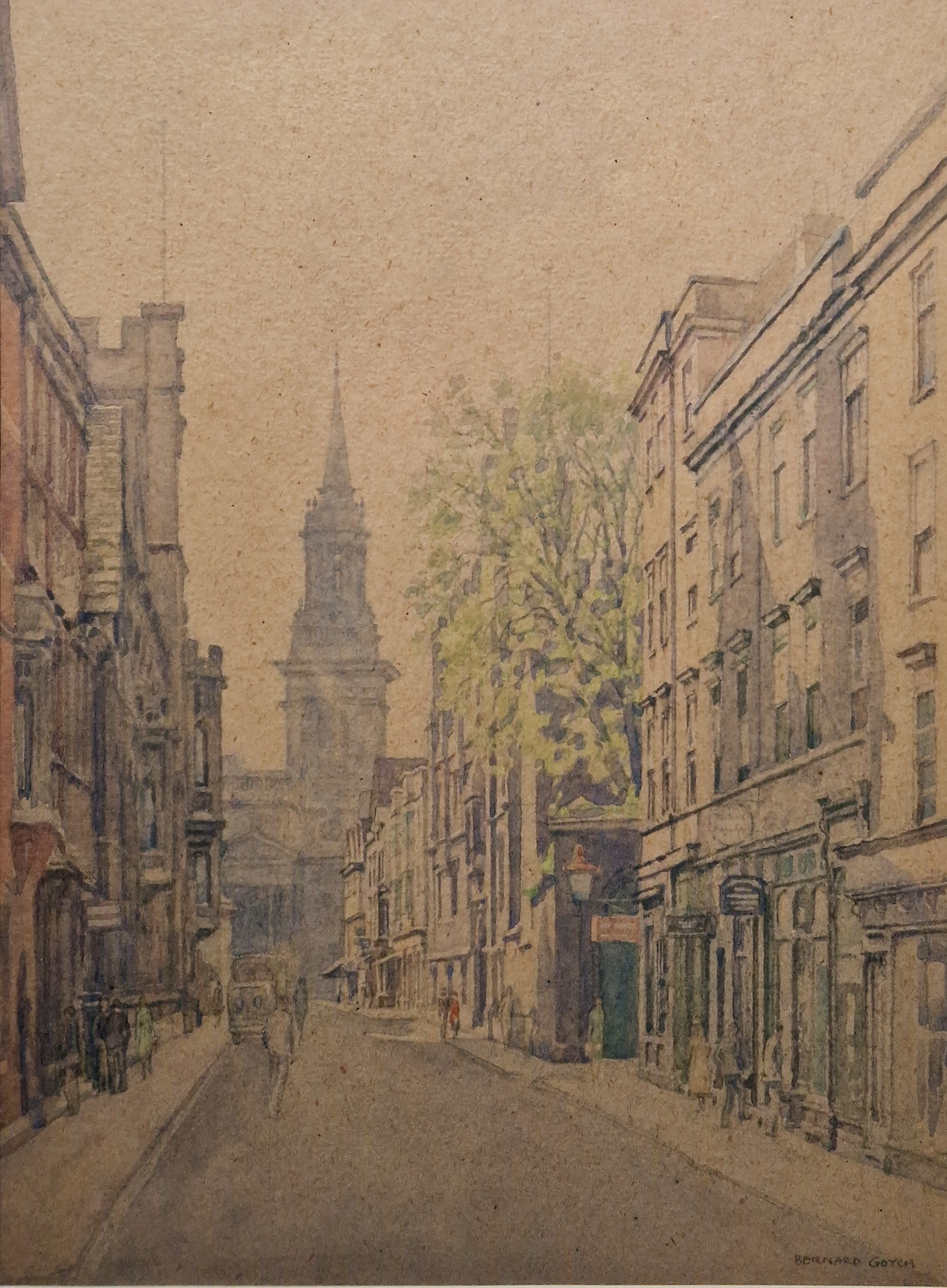 Bernard Cecil Gotch (1876-1963) Watercolour drawing Street scene, signed lower right, framed and
