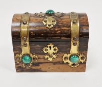 Victorian coromandel stationery/letter box of domed form having brass strapwork decoration and