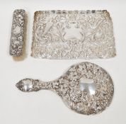 Victorian silver dressing table tray, London 1897, William Comyns & Sons, having crimped raised rim,