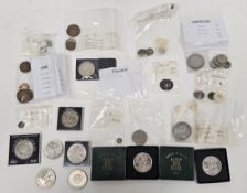 Mixed lot of coins including two Victoria silver crowns 1889 and 1891, George V silver rocking horse