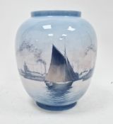 Large Bing & Grondahl oviform vase, printed green and blue marks, painted shape no. 271, incised