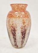 Karl Weidmann Art Deco vase for WMF Ikora, c.1930's, in blood orange and burgandy colourway with