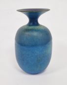 Delan Cookson (1937-2020) studio porcelain blue ground vase, oviform with flared neck, in a bright