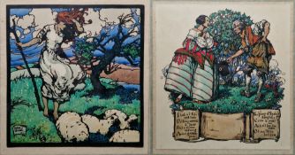 Sybil Tawse (1886-1971) Hand-coloured linocut 