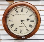 Late 19th / early 20th century mahogany cased circular single fusee clock, the white face with Roman
