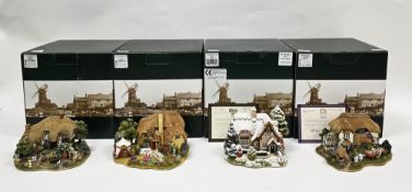 Four Lillliput Lane model cottages including 'The Enchanted Garden' L2410, 'Christmas Lights at