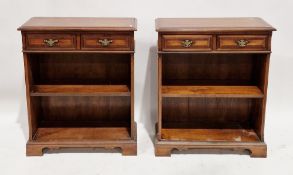 Pair of walnut and yew wood crossbanded low bookcases by Simpsons of Norfolk in the George III
