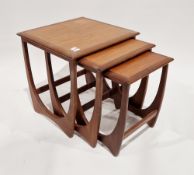Mid-century G-Plan Fresco teak nest of three graduated coffee tables, largest 51cm high x 51cm