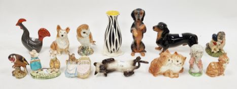 Collection of Beswick pottery models of animals and other items including: a Siamese cat, owl, a