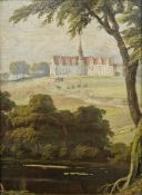 Attributed to Niels Grønbek Rademacher (Danish, 1812-1885) Oil on panel View of Danish country house