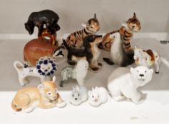 Collection of Lomonosov (Russian) models of animals, printed USSR and Lomonosov factory marks,