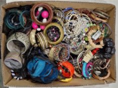 Quantity of costume jewellery, mainly bangles and bracelets, including metal, wooden, lacquered,