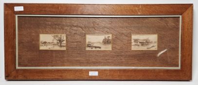 Wilfred Williams Ball (1853-1917) Drypoint etching Three Cambridgeshire river scenes to include