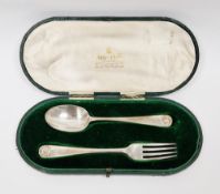 Edward VII silver spoon and fork set, London 1909, Josiah Williams & Co, the shell-pattern handles