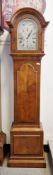 Early 20th century walnut and walnut veneer triple fusee 8-bells grandmother clock having a silver