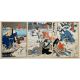 Utagawa Kunisada 'Toyokuni III' (Japanese, 1786-1865) Woodblock print Triptych depicting actors in a - Image 1 of 3