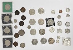 Collection of coins, mainly pre-decimal but some later, British and Worldwide including four
