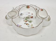 Coalport bone china strawberry serving basket, cream jug sugar bowl, basket moulded printed with