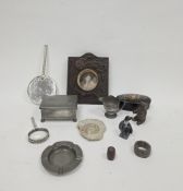 Mixed lot of collectables including an Art Nouveau Orivit pewter milk jug, a carved seated Black