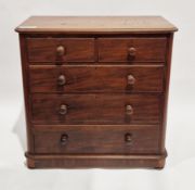 19th century mahogany chest, the rectangular top with rounded front corners and thumbmoulded edge,