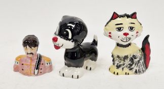 Lorna Bailey model of a cat, model of a dog and a bust of John Lennon, each signed in black