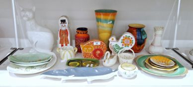 Collection of Poole Pottery, Belleek, Carltonware and other items, including a Poole pottery oviform