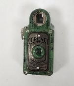 Coronet Midget camera in a marbled green bakelite case, 7cm high (please note VAT will be payable on