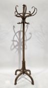 Early 20th century bentwood coat and hall stand, probably by Thonet, the crown (damaged) with