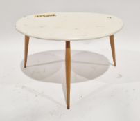 Ercol pale elm and beech pebble table with later white painted top, on three turned legs, 41cm