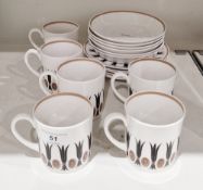 Susie Cooper bone china Corinthian pattern part coffee service, printed black marks, comprising