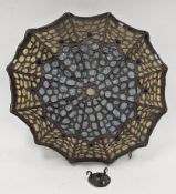 Tiffany-style leaded and coloured glass-effect plafonnier/ceiling shade of lobed form, 54cm diameter