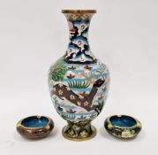 20th century Chinese cloisonne enamel vase, oviform with flared neck, decorated with deer below