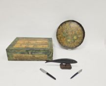 Ebony hand carved fish on stand, 23cm long, a Parker 51 fountain pen and a Parker ballpoint pen, a