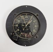 World War II American Waltham 8-day civil date indicator aeronaval aircraft cockpit clock, the black