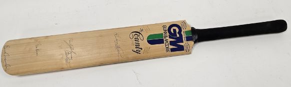Gunn & Moore 'The County' cricket bat, signed by the 1987 Nottinghamshire County Cricket team (
