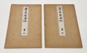 Two Japanese Meiji period Ministry of Education art books for middle and high school, with fold