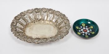 Victorian silver bonbon dish, Chester 1897, maker's marks rubbed, of oval form having an embossed