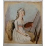 Anna Tonelli (c.1763-1846) Pastel on paper Portrait of young woman holding a palette, seated in