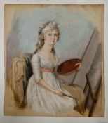 Anna Tonelli (c.1763-1846) Pastel on paper Portrait of young woman holding a palette, seated in