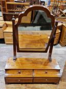 Early 20th century mahogany inlaid swing dressing mirror in the Queen Anne manner, the shaped