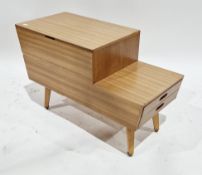 Mid-century Vanson teak sewing box designed by Peter Haywood, comprising a hinged top opening to a