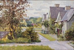 Mark O'Neill (Irish, b.1963) Oil on canvas house exterior and grounds, signed and dated 1991 lower