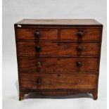 Early 19th century mahogany chest, the rectangular top with crossbanded border, over two short and