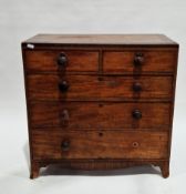 Early 19th century mahogany chest, the rectangular top with crossbanded border, over two short and