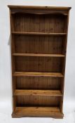 Modern pine tall bookcase with four fixed shelves, 184cm high x 94cm wide x 27cm deep
