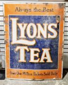 Early 20th century enamel advertising sign 'Lyons Tea, Always the Best Over One Million Packets Sold