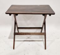19th century mahogany folding table in the campaign manner, on the rectangular top on square